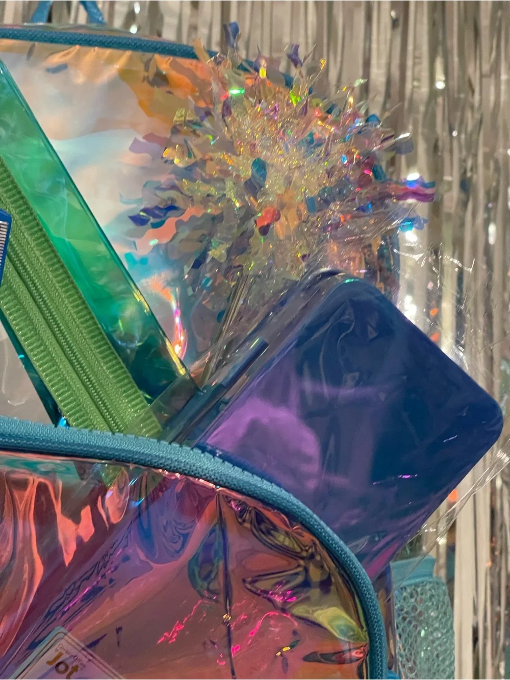 Iridescent Holographic Backpack - Blue Trim W/ Accessories